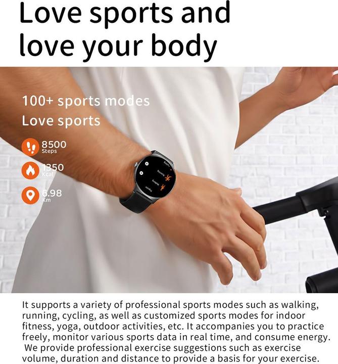 Actual product image Blavec Smartwatch M-01 Vesta HD AMOLED Sprachanruf (SWM01-B) schwarz