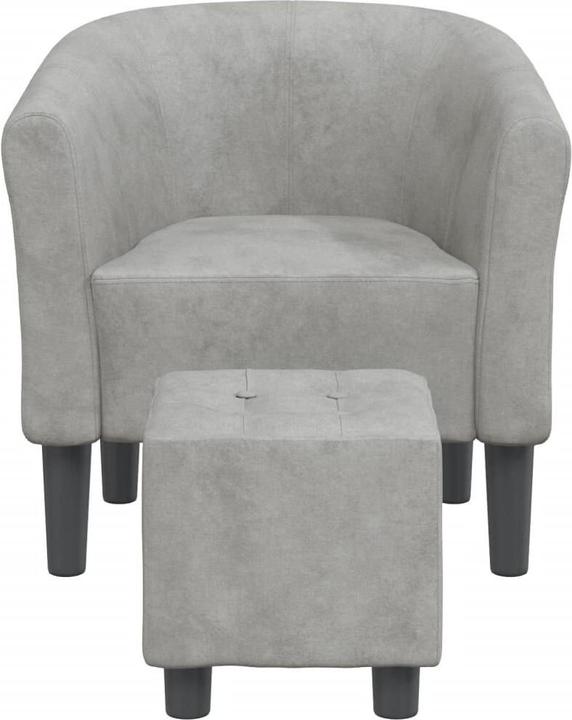 Produktbild vidaXL Clubsessel mit Fusshocker Hellgrau Samt,Farbe