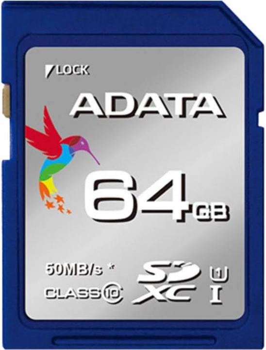 Actual product image Adata SDXC Card 64GB,, Premier UHS-I C10 (64 GB, SDXC, U1, UHS-I)