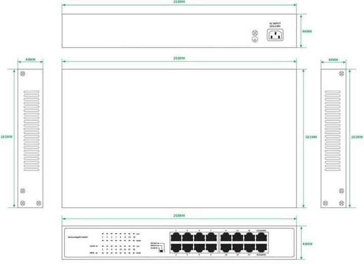 Produktbild Lanview Unmanaged 16-Port Full (16 Ports)