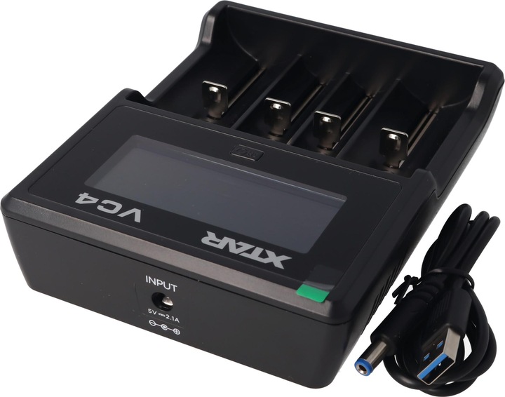 Produktbild AccuCell Akku 4x Panasonic 18650 Li-ion und 4fach Li-ion Schnell-Ladegerät (4 Stk., 18650, 3400 mAh, Ladegerät inkl. Akku)