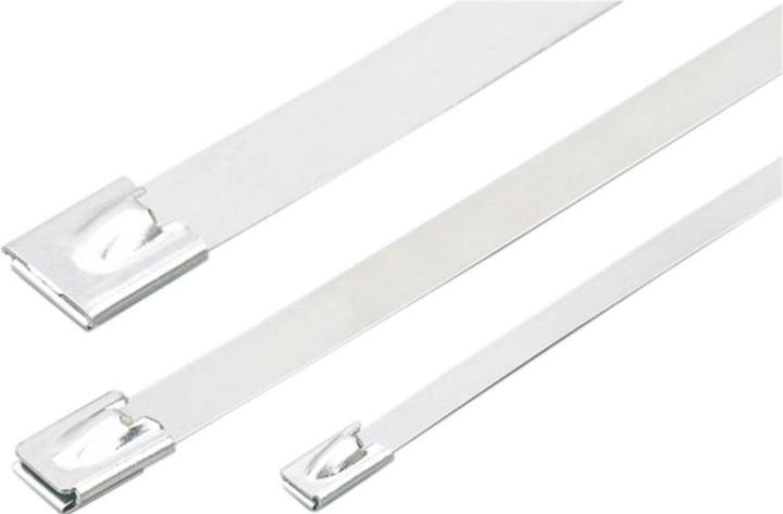 Produktbild RND Electronics Kabelbinder aus Edelstahl mit Kugelverschluss 360 x 12mm, 1.18kN (Metallkabelbinder, 360 mm, 50 Stk.)