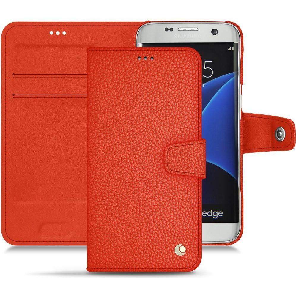 Noreve Lederschutzhülle Wallet (Samsung Galaxy S7 Edge), Smartphone Hülle, Orange