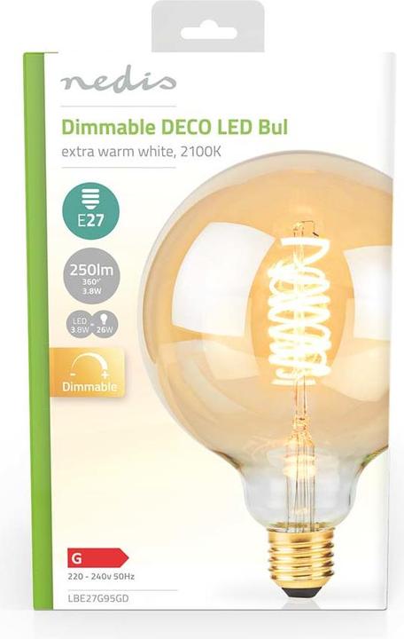 Image du produit Nedis LBE27G95GD Lampe LED à filament E27 G95 3.8 W 250 lm 2100 K extra blanc chaud Nombre de lampes en (E27, 250 lm, 1x)