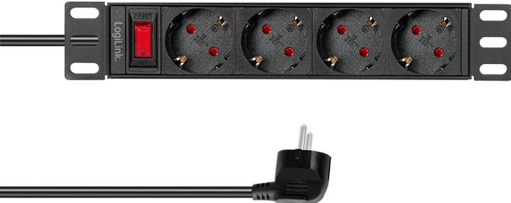 Actual product image LogiLink 10" socket strip 4-fold, with switch (4x, CEE 7/3, 2 m)