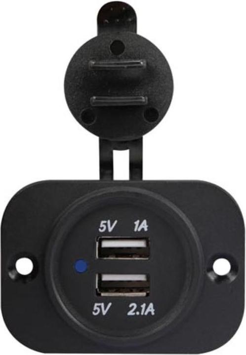 Actual product image Velleman FLUSH MOUNT USB CAR CHARGER (12-24 VDC IN,2 x 5 V OUT)