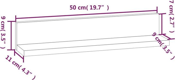 Produktbild vidaXL Wandregal (50 x 11 x 9 cm)