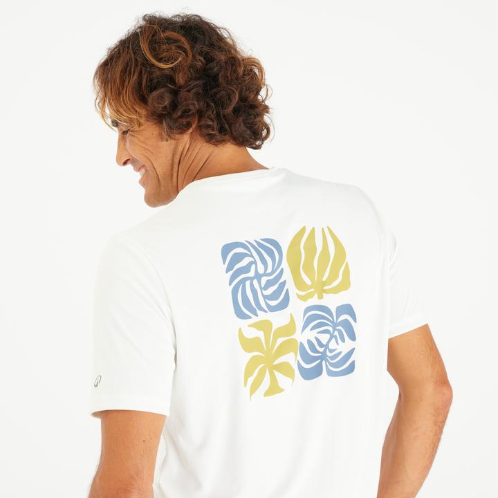 Actual product image Olaian UV-Shirt Surfen Herren UV-Schutz UPF50+ Whiteflower weiss (L)