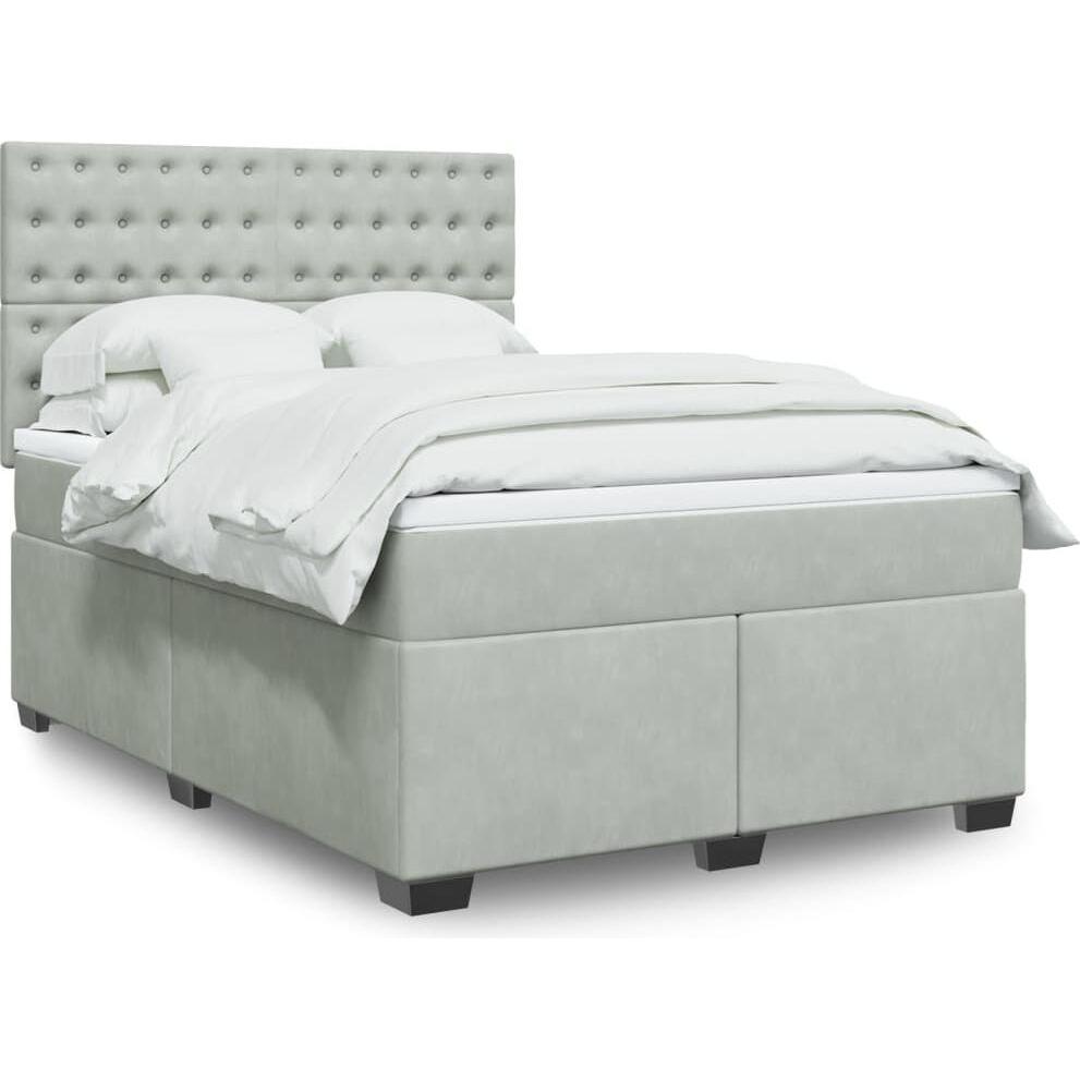 VidaXL, Bett, Bo x springbett mit Matratze 140 x 190 cm Samt (140 x 190 cm)