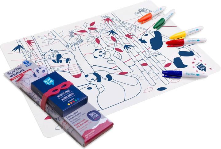 Actual product image Super Petit Silicone placemat against boredom "Panda Wildlife (1 pcs., 40 x 30 cm)