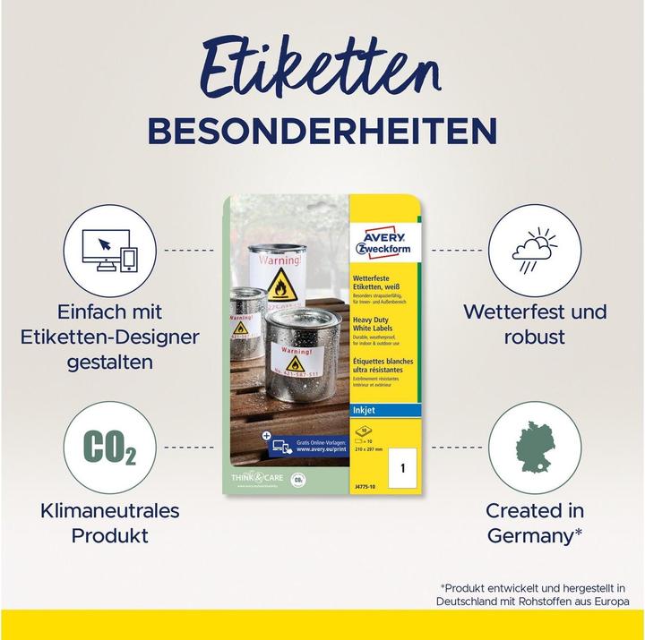 Produktbild Avery wetterfeste und langlebige Inkjet-Etiketten