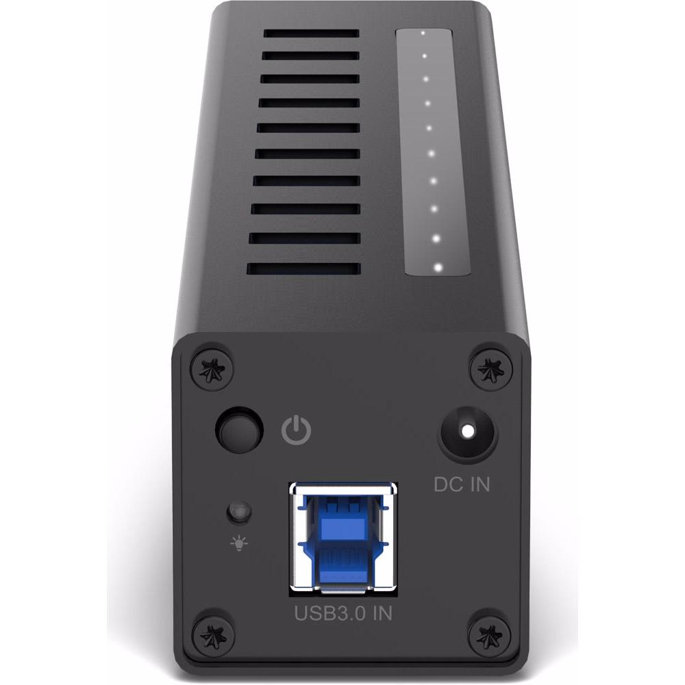 Thumbnail - InLine USB 3.0 Hub (USB-B, 7 Ports), Dockingstation + USB Hub, Schwarz