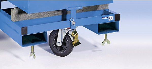 Actual product image eurokraft pro Tilting container for bulk material with solid rubber tyres, with forklift (250 l)