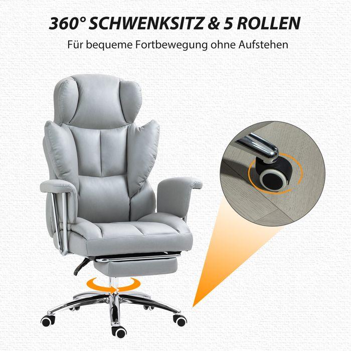 Produktbild Swisshandel24 Bürostuhl mit Liegefunktion, ergonomisch Schreibtischstuhl, Drehstuhl Hellgrau