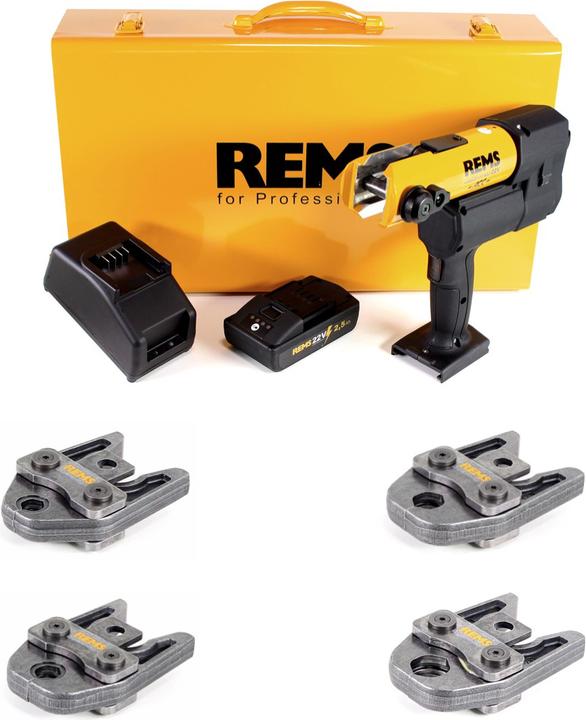 Produktbild Rems Akku-Press 22V ACC + 1x Akku 2,5Ah + Schnellladegerät + Pressbacken Presszangen Standard M15,18