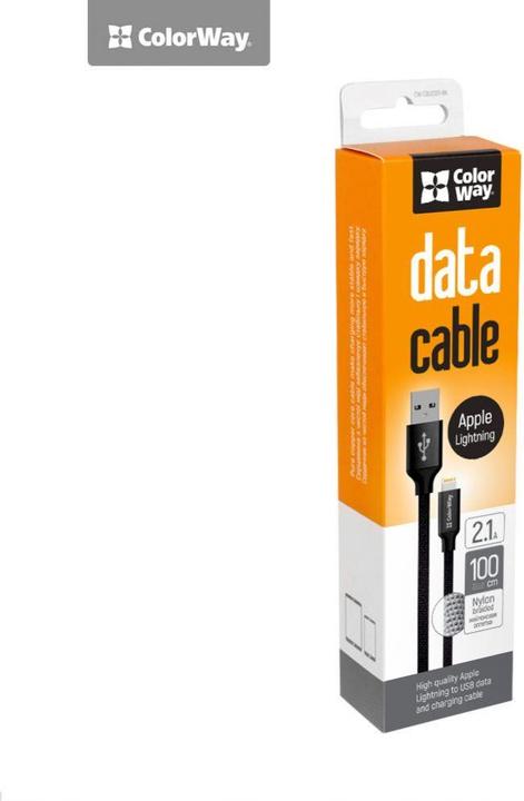 Produktbild Colorway Data Cable Apple Lightning Charging cable, Fast and safe charging Stable data transmission, Black (1 m)