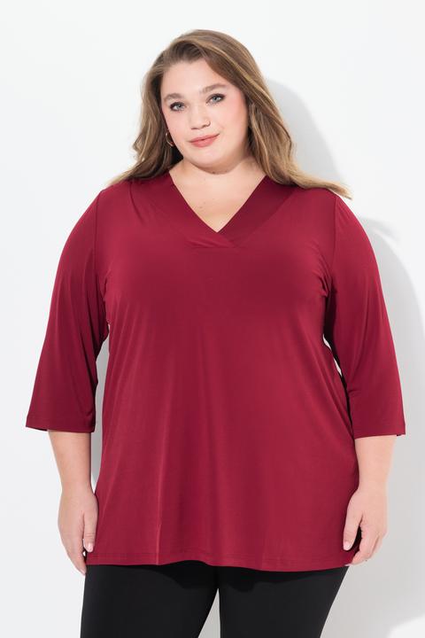 Produktbild Ulla Popken Longshirt, A-Linie, V-Ausschnitt, 3/4-Ärmel (56)