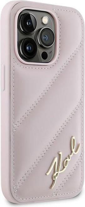 Produktbild Karl Lagerfeld KLHCP14XPQDSMGP iPhone 14 Pro Max 6.7" różowy/pink hardcase Diagonal Quilted Script (Apple iPhone 14 Pro Max)