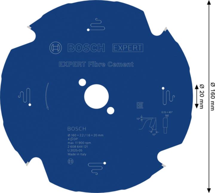Image du produit Bosch Professional Zubehör Lame de scie circulaire Expert pour Fibre Cement, 160 x 20 x 2,2 mm, 4