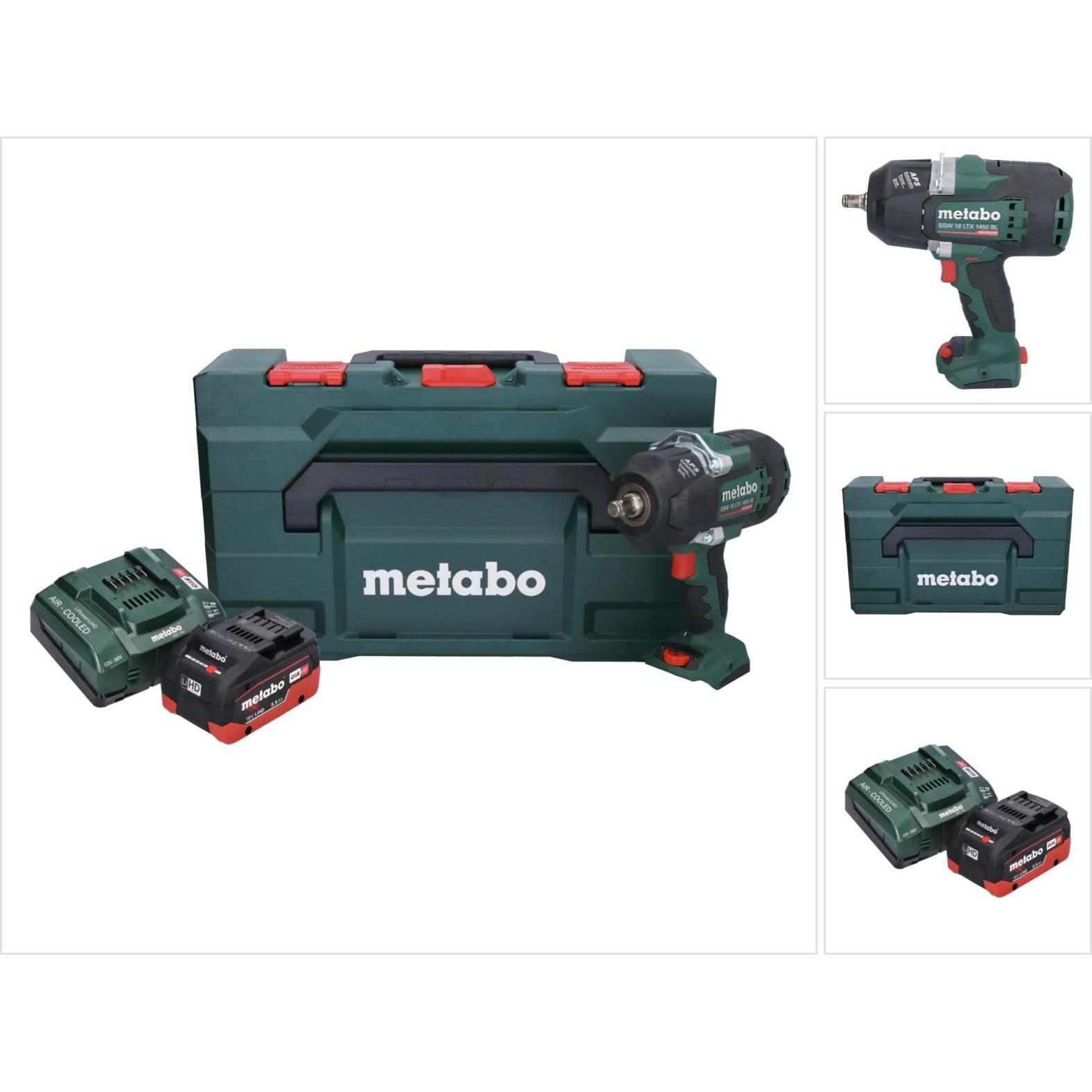 Metabo, Bohrmaschine + Akkuschrauber, SSW 18 LTX 1450 BL Akku Schlagschrauber 18 V 1450 Nm Brushless + 1x Akku 5,5 Ah + ...