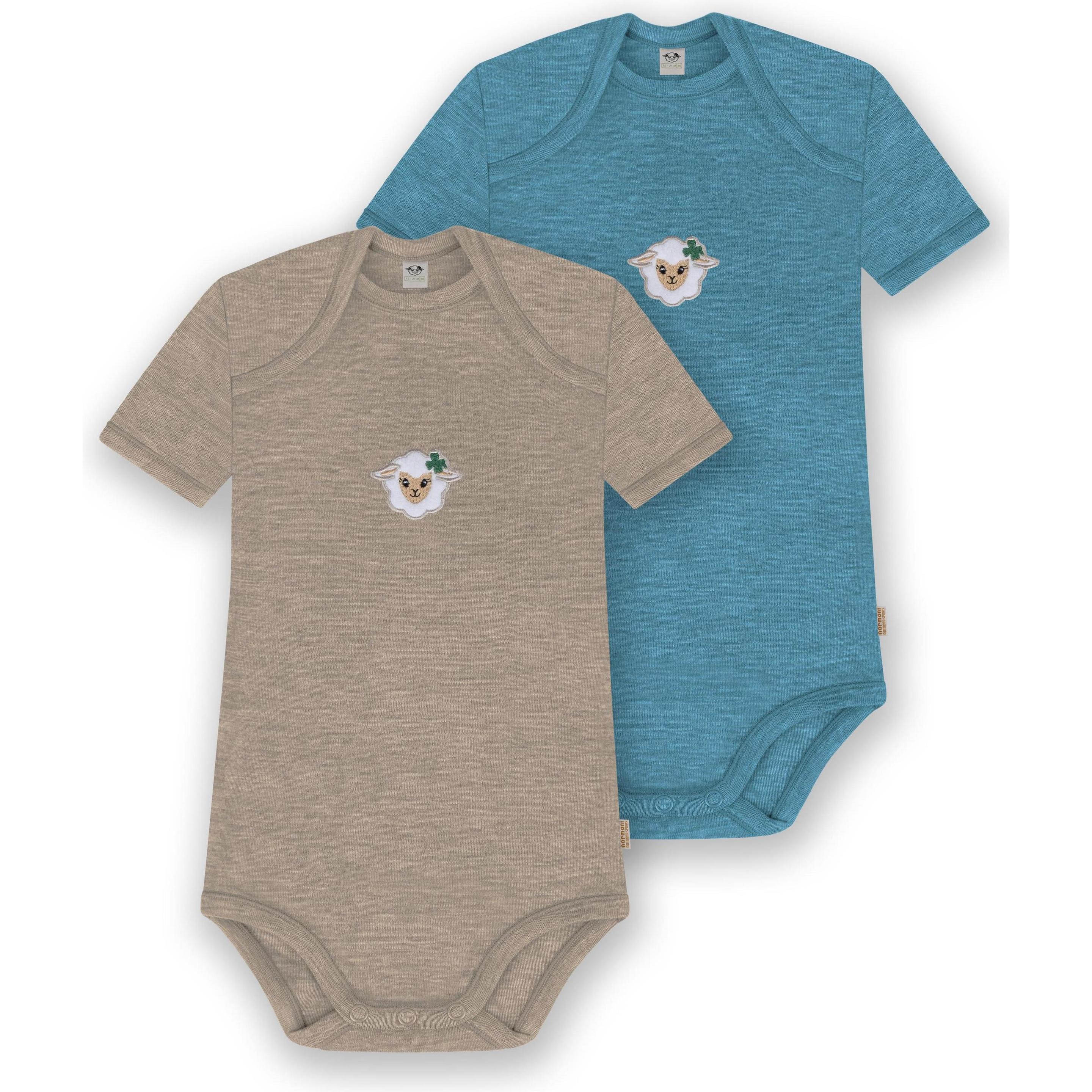 Normani, Herren, Body, 2er Set Baby Merino Body Kurzarm „Tauranga" - 9297, Beige, (86)