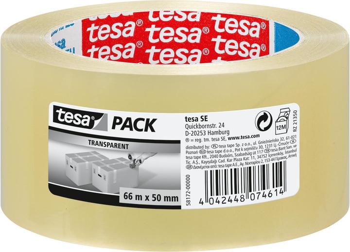 tesa Standard-Packband 66 M x 48 mm, Klar (48 mm)