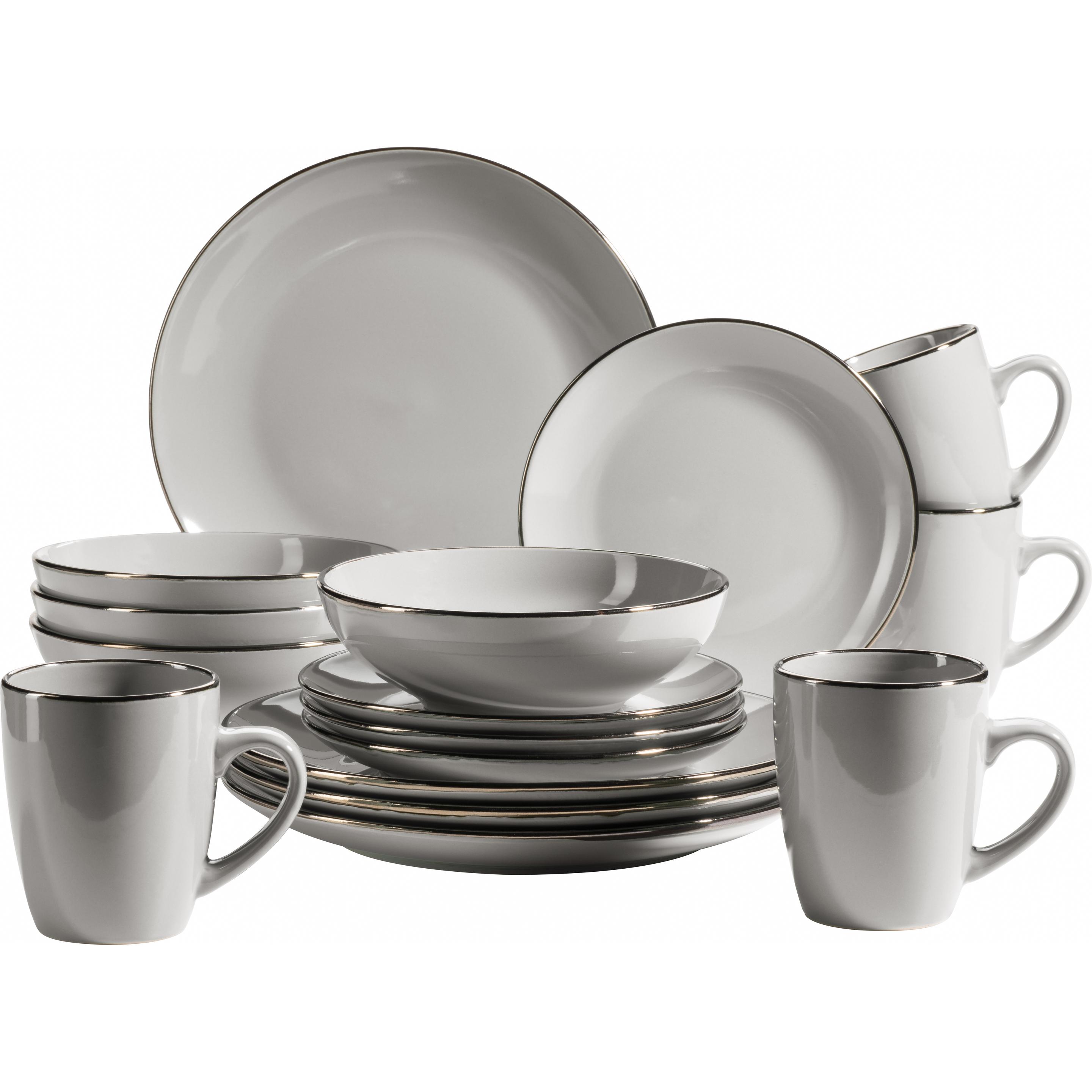 Mäser, Geschirrset, Metallic Rim (16 Stück)