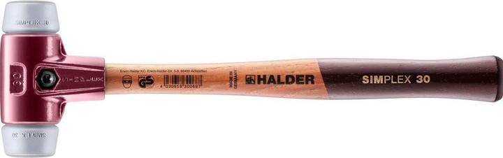 Halder Schonhammer SIMPLEX Länge 295 mm Kopf-Ø 30 mm Holz (1): TPE-mid, grau, abriebfrei, mittelha (335 g)