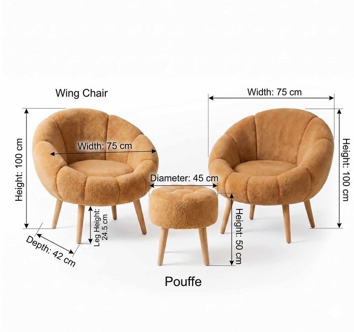 Produktbild Atelier del Sofa Lida Wellsoft Wing Chair & Pouffe Set (3 Pieces)