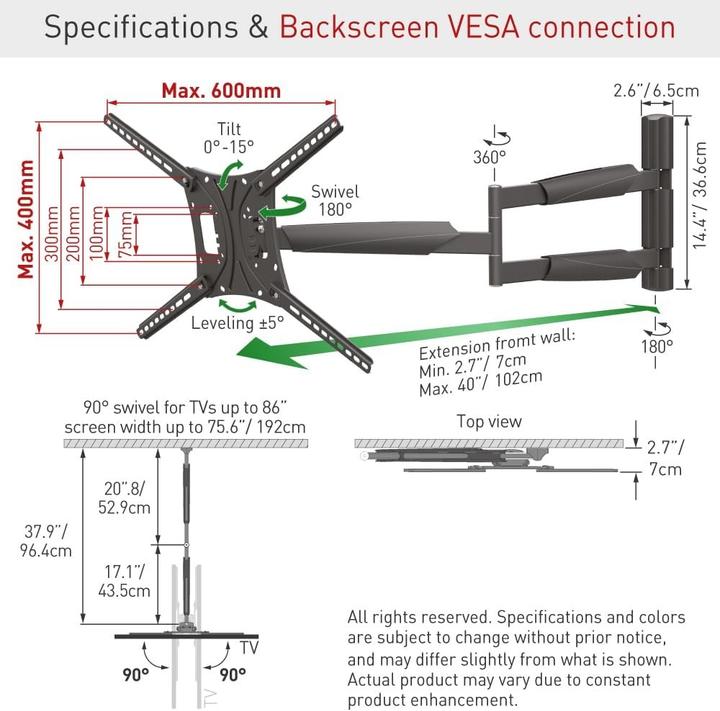 Actual product image Barkan WH 443XL-SW (Wall, 83", 50 kg)