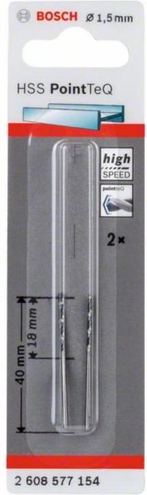 Produktbild Bosch Professional Zubehör Metallspiralbohrer HSS PointTeQ, DIN 338, 1,5 mm, 2er-Pack (1.5 Millimeter)