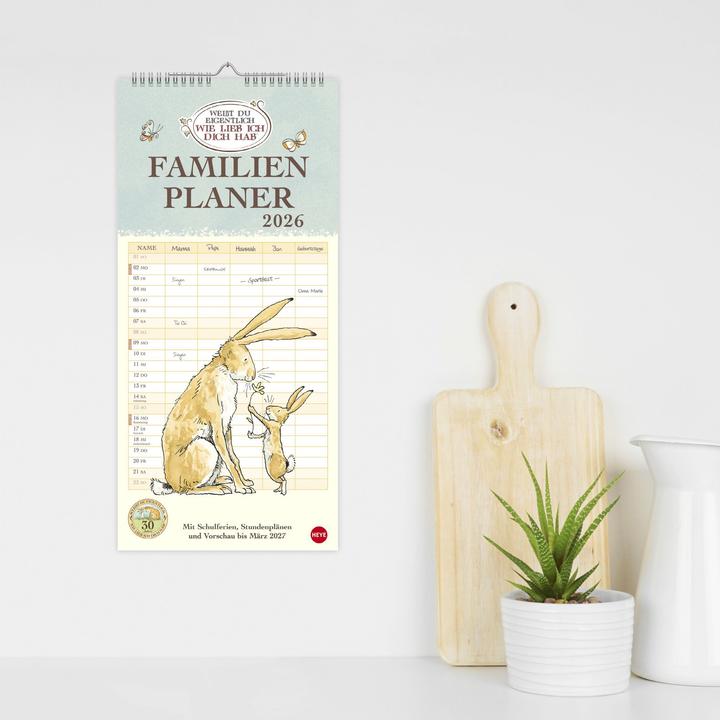 Actual product image Weisst du eigentlich, wie lieb ich dich hab? Familienplaner 2026 (21 x 45 cm, Hardcover, German)
