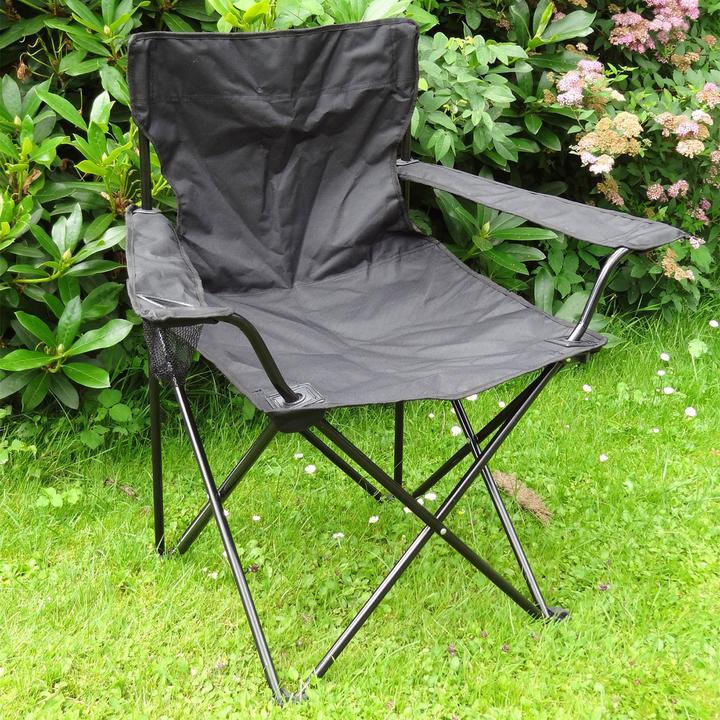 Produktbild Casativo Faltstuhl mit Armlehne & Getränkehalterung, schwarz, klappbar