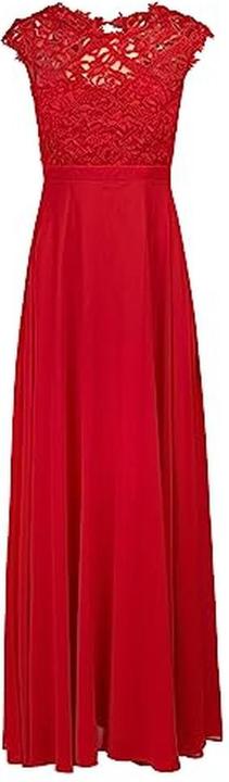 Kraimod Robe en chiffon fluide avec satin, détail mesh et dentelle, dos ajouré et froncé (34)