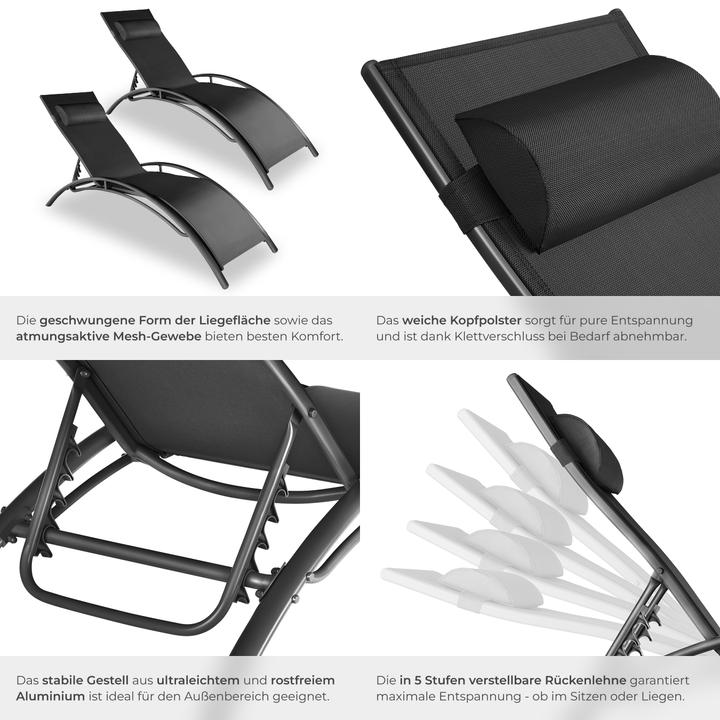 Image du produit tectake 2x Bains de soleil (158 cm)