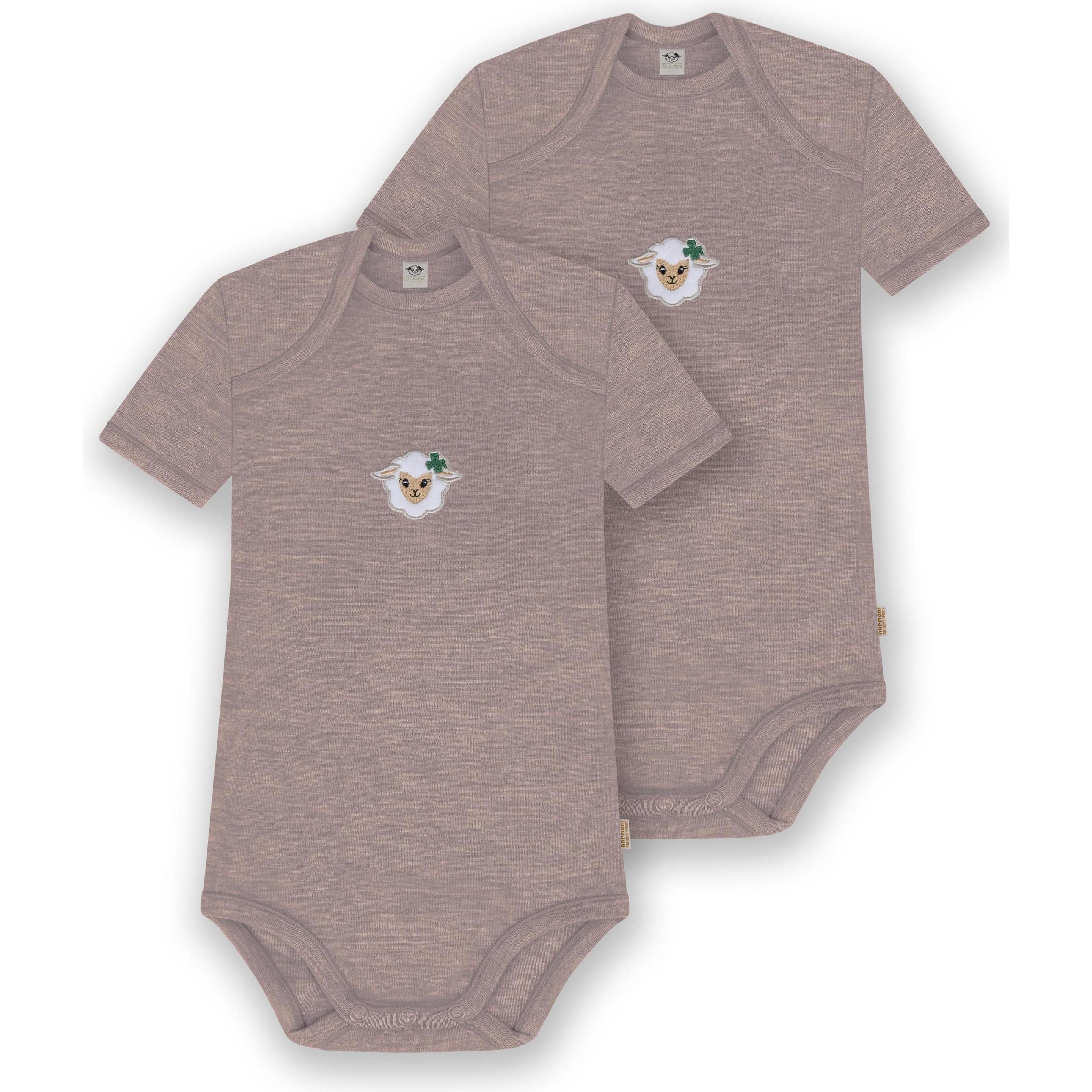 Normani, Herren, Body, 2er Set Baby Merino Body Kurzarm „Tauranga" - 9289, Rosa, (98)