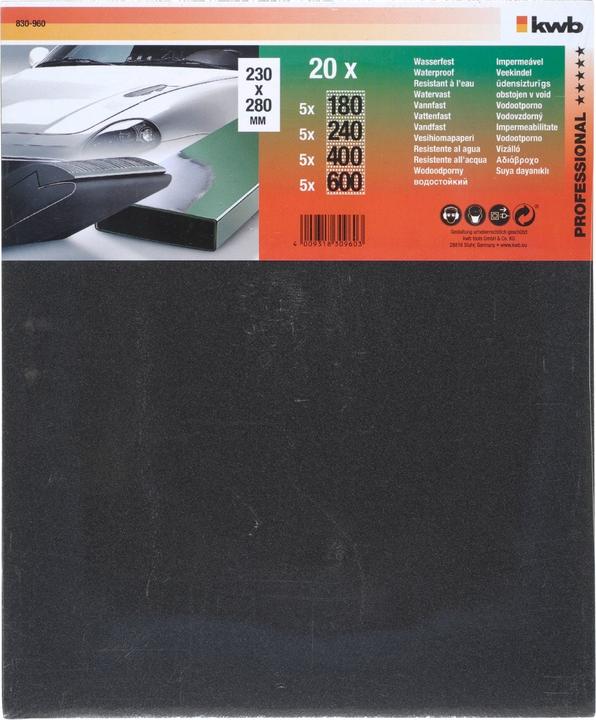 Actual product image kwb Hand sandpaper set grit (180, 240, 400, 600)