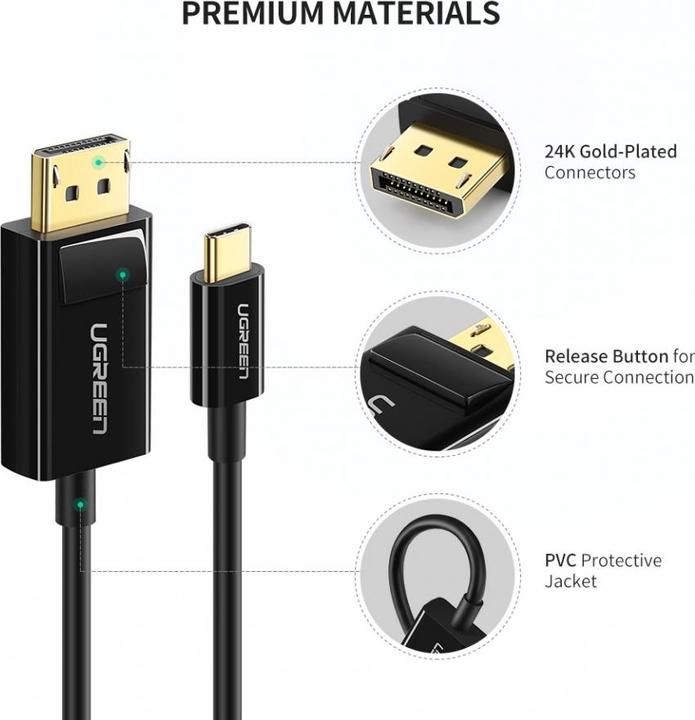 Produktbild Ugreen USB-C auf Display Port (1.50 m, USB Typ C)
