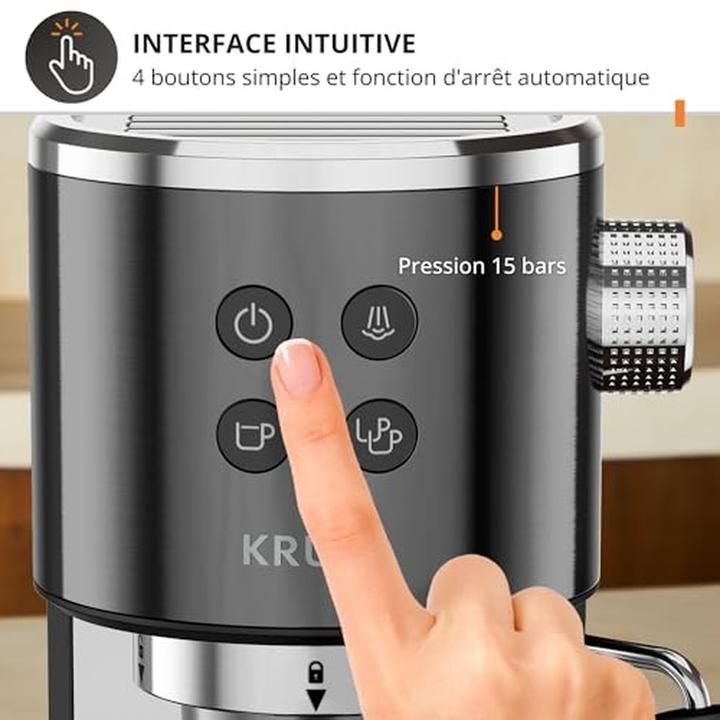 Actual product image Krups EspressoVirtuoso+ XP444G Espresso machine with portafilter black with milk