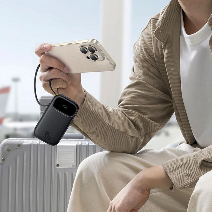 Immagine prodotto Baseus EnerFill FC31 20000mAh 45W Powerbank mit Display, USB-C- und Lightning Kabeln – Schwarz (20000 mAh, 45 W)