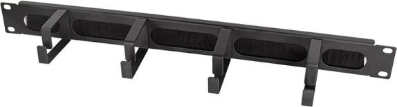 Image du produit LogiLink Panneau guide-câbles 19" avec 4 étriers en acier et barrette à brosses, noir