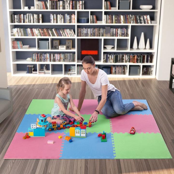 Actual product image One Folding mat for training Fitness MP10 green-blue-red, 60x60x1.0cm (9 parts) (10 mm)