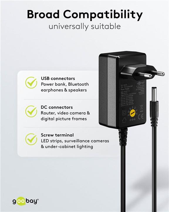 Actual product image Goobay Universal-Netzteil 3 V - 12 V
