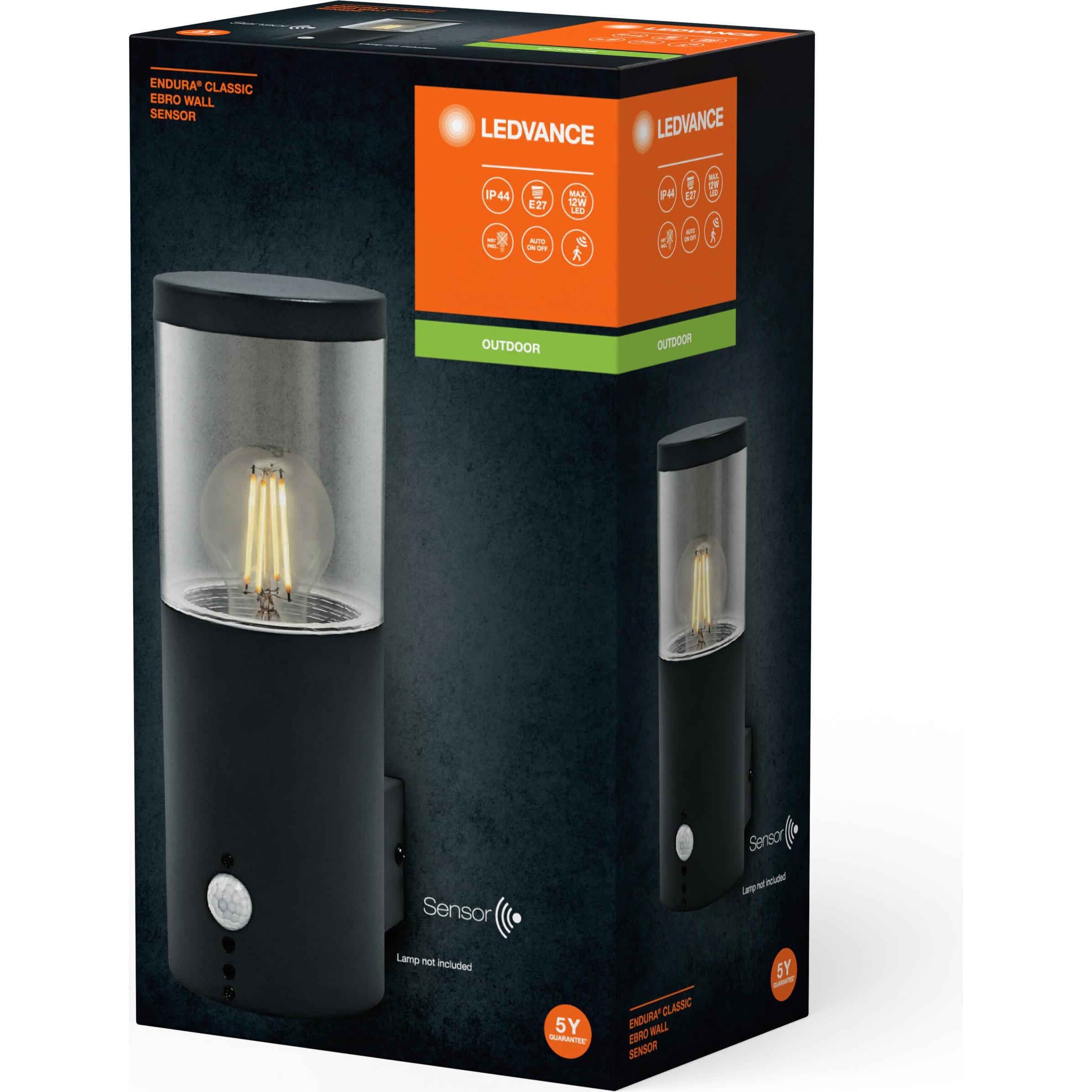 Thumbnail - Ledvance, Gartenbeleuchtung, Endura Classic Ebro Wall Sensor E27 Dark Gray (E27, IP44)