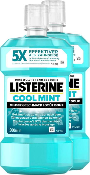 Listerine Mouthwash Cool Mint mild 2 x 500 ml (1000 ml, Mouthwash)