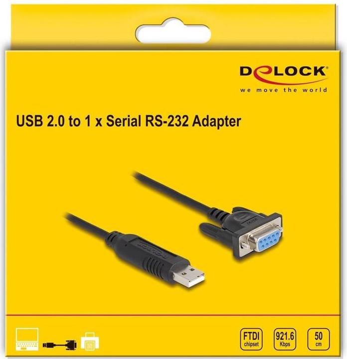 Actual product image Delock USB 2.0 zu Seriell RS-232 Adapter Sub-D 9 Buchse mit (0.50 m)