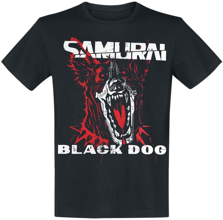 Actual product image Difuzed Cyberpunk 2077 - Black Dog Samurai Album Art Men's Short Sleeved T-shirt - 2XL (XXL)