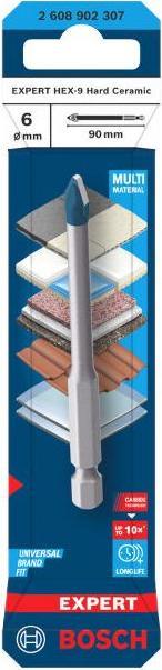 Produktbild Bosch Professional Zubehör EXPERT HEX-9 Hard Ceramic Bohrer, 6x90 mm (6,0 Millimeter)