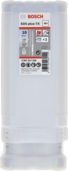 Productafbeelding Bosch Professional Zubehör Hamerboor SDS plus-7X Ø 10 x 100 x 165 mm, 50-pak (10 mm)
