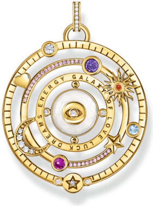 Produktbild Thomas Sabo Kettenanhänger Halbkugel mit Auge bunte Steine vergoldet (Emaille, 925er Silber, Emaille/Silber)